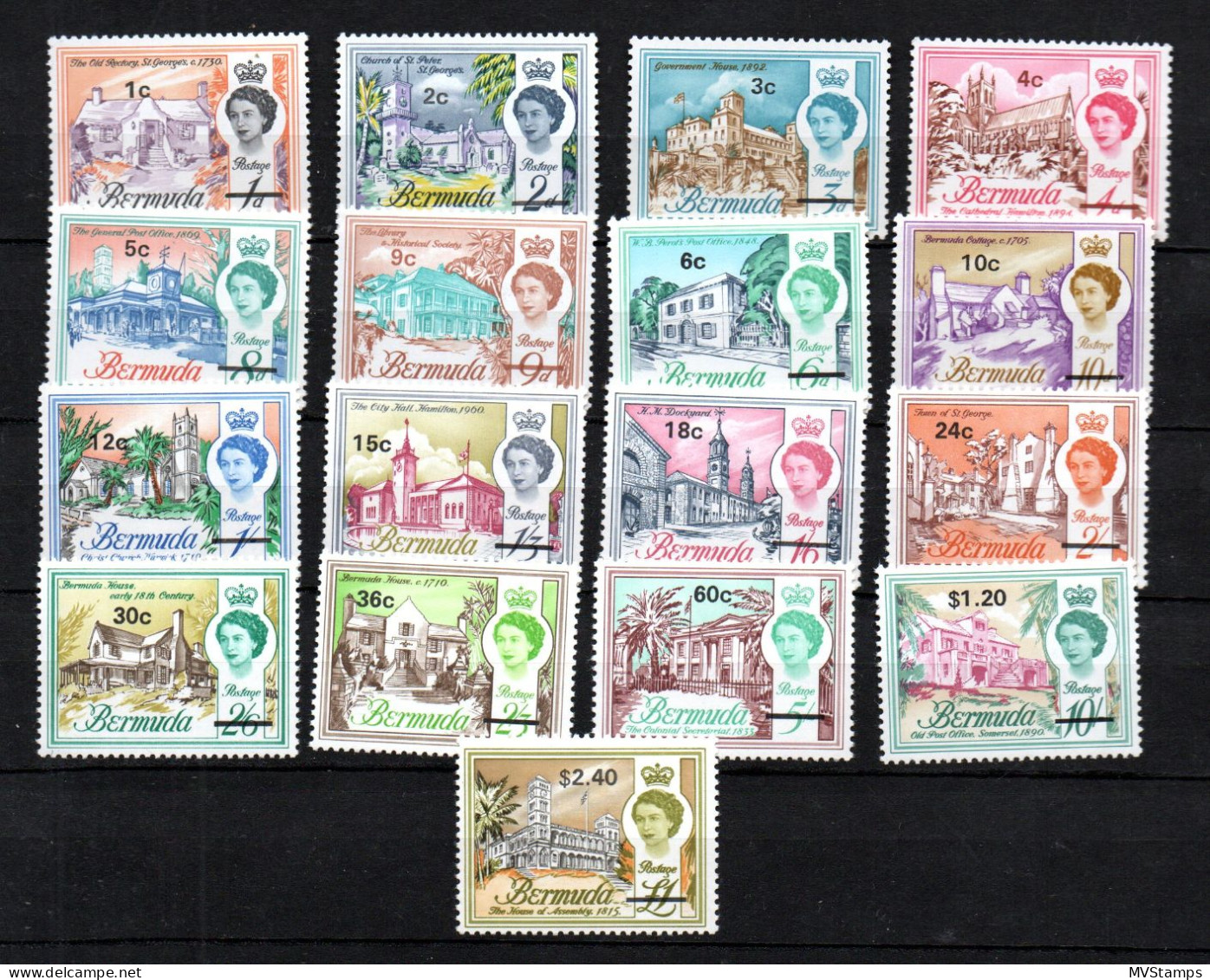 Bermuda 1970 Old Set Overprinted Def. Stamps (Michel 227/43) Nice MNH - Bermudes