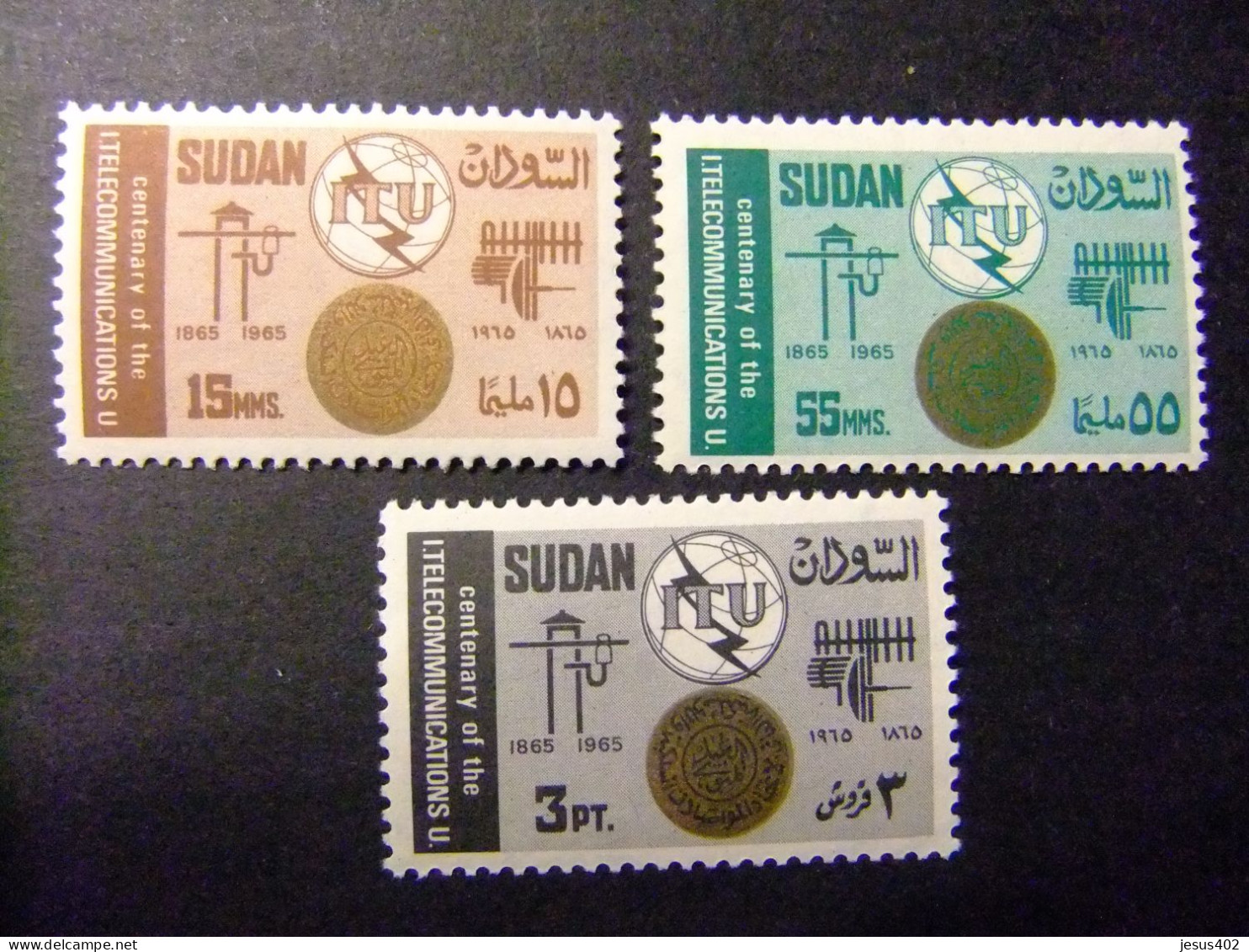 51 SOUDAN RÉPUBLIQUE SUDAN 1965 CENTENARIO I.T.U. YVERT 174 / 176 ** MNH - Sudan (1954-...)