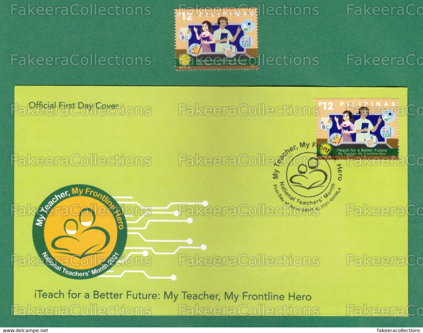 PHILIPPINES 2021 PILIPINAS - MY TEACHER FRONTLINE HERO 1v MNH ** + FDC - Coronavirus, Corona Pandemic, COVID-19 Mask Edu - Philippines