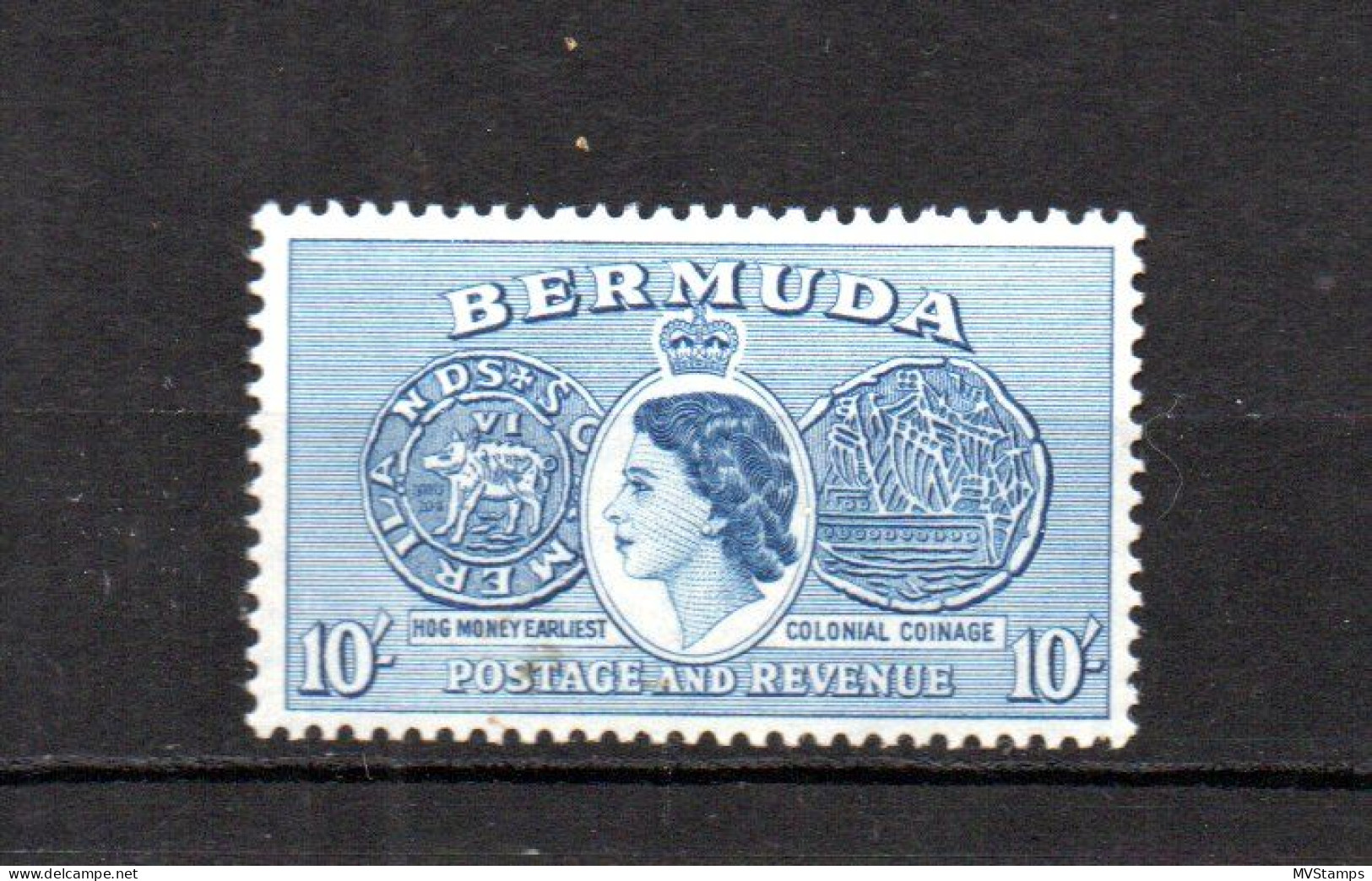 Bermuda 1953 Old Def. Stamp 10 Shilling (Michel 146) Nice MLH - Bermuda