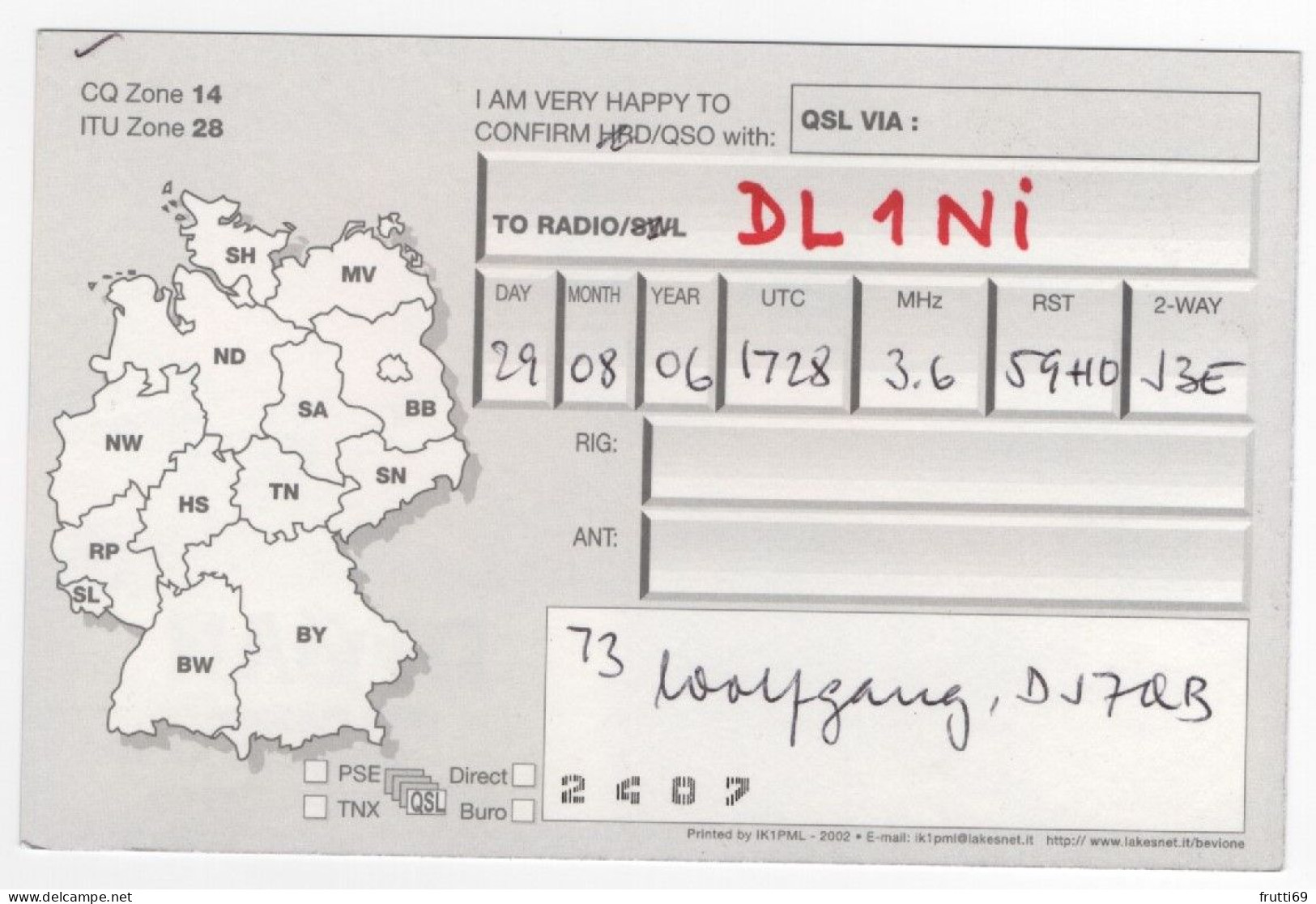 AK 208341 QSL - Germany - Rügland - Radio