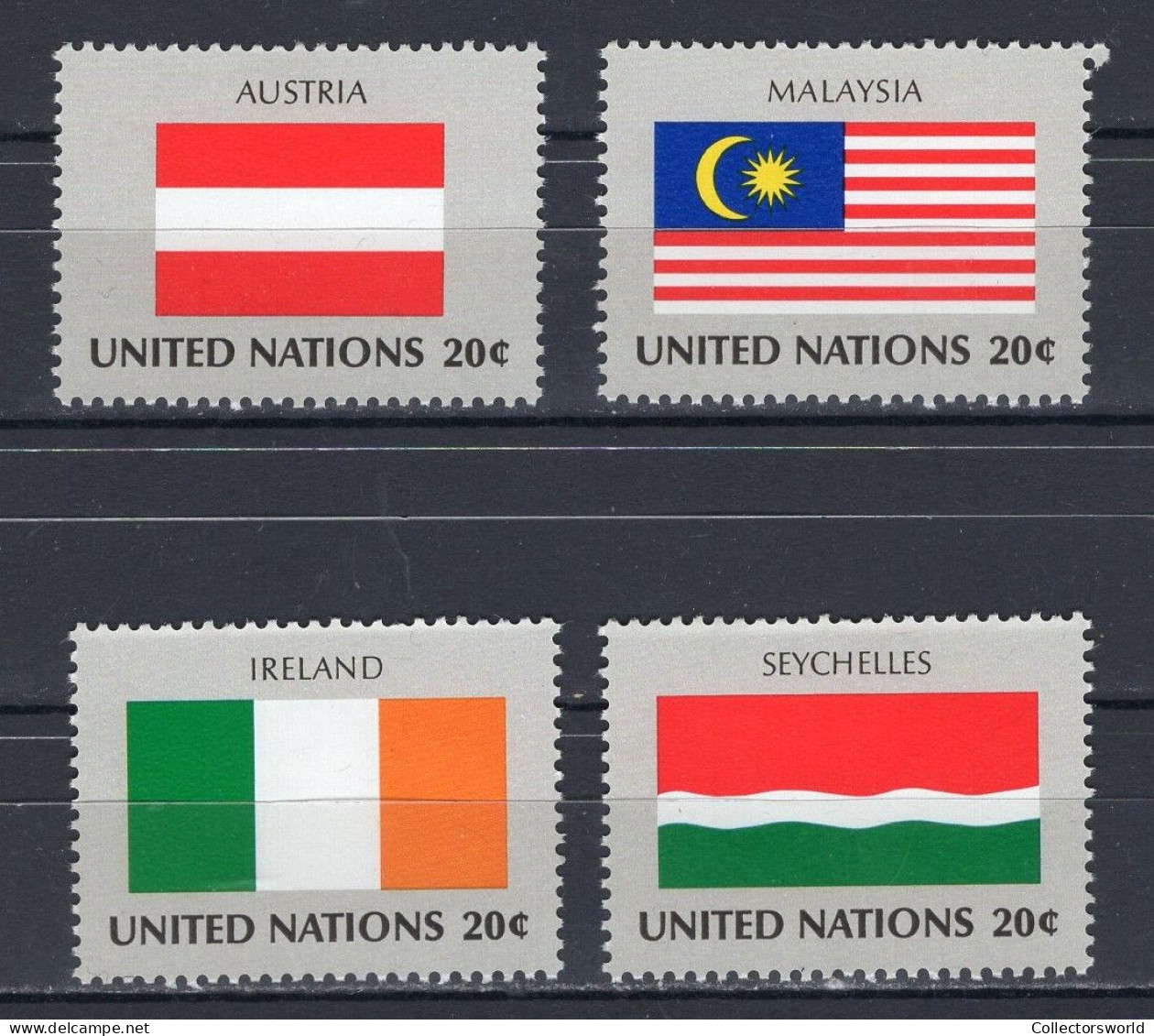 United Nations UN New York Serie 4v 1982 Flag Serie Austria Malaysia Ireland Seychelles MNH - Nuovi