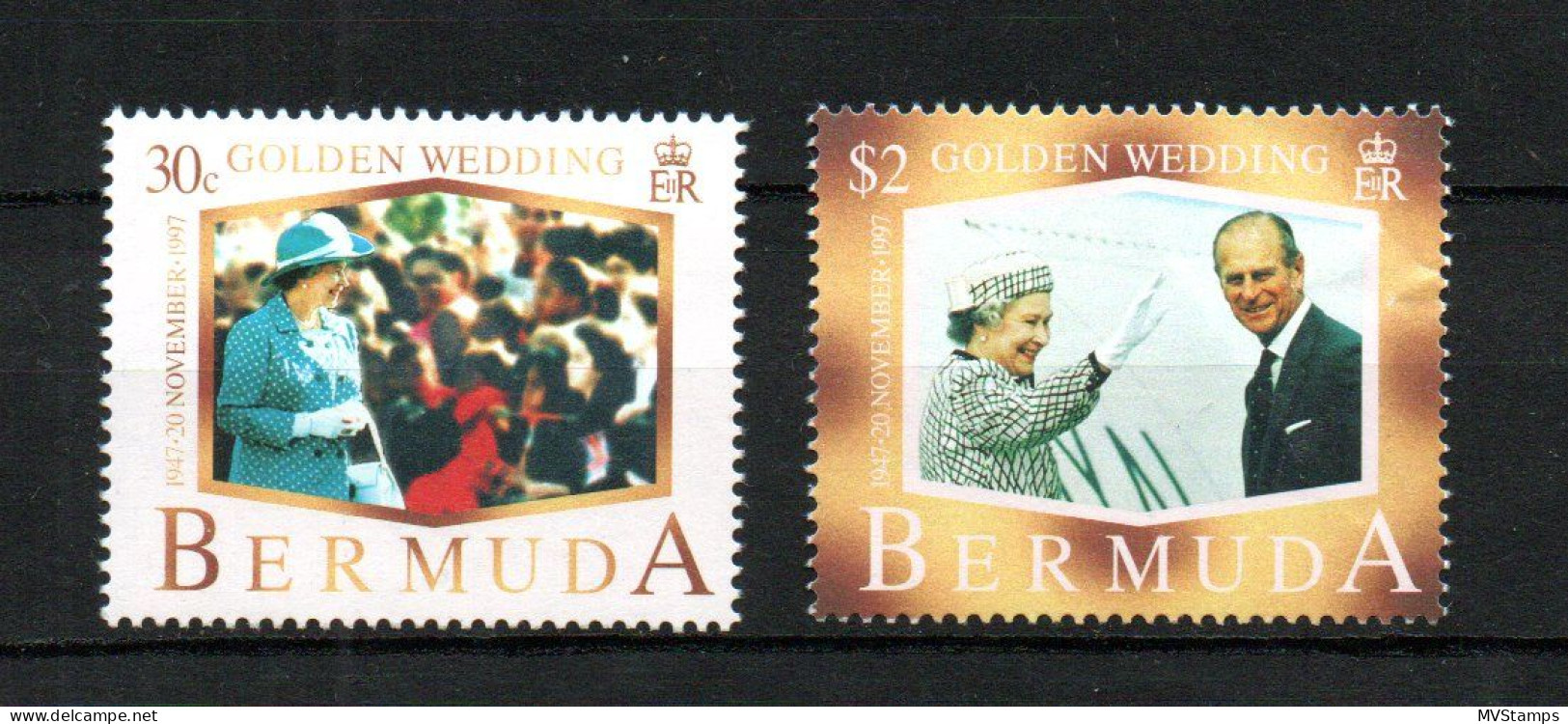 Bermuda 1997 Set Royalty/Golden Wedding Stamps (Michel 727/28) MNH - Bermudes