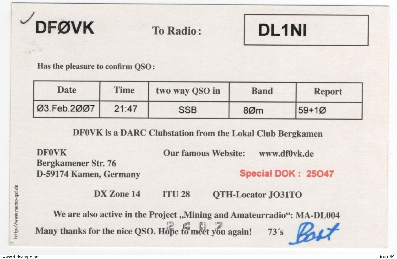 AK 208344 QSL - Germany - Kamen - Radio