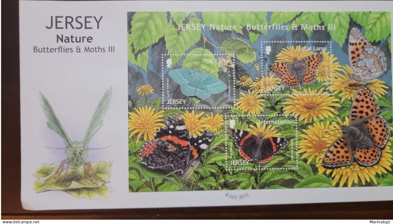 P) 2012 JERSEY, BUTTERFLY, ENDEMIC SPECIES, SOUVENIR SHEET, MULTICOLOURED, FDC XF - Jersey