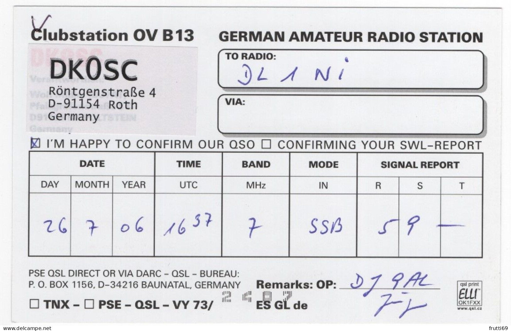 AK 208357 QSL - Germany - Roth - Radio