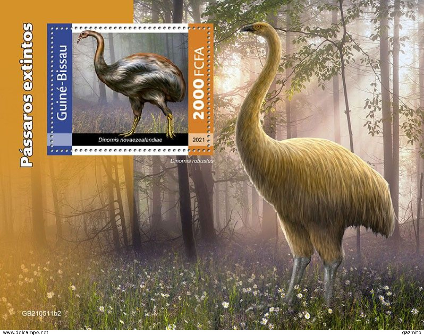 Guinea Bissau 2021, Animals, Extict Ostric, BF - Ostriches