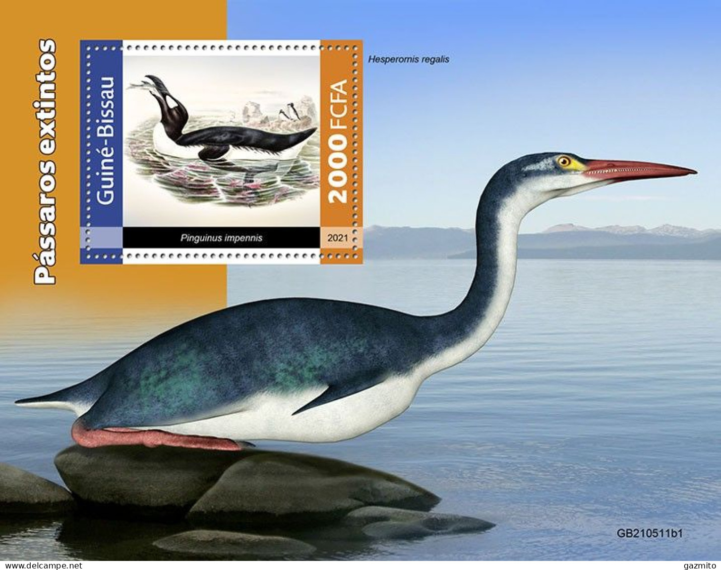 Guinea Bissau 2021, Animals, Extict Water Birds, BF - Palmípedos Marinos