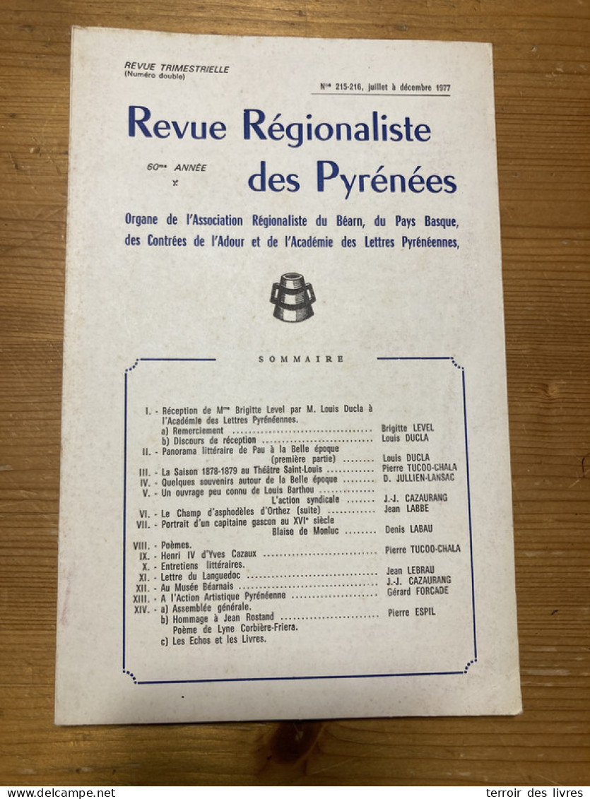 Revue Régionaliste Pyrénées 1977 215 PAU BLAISE DE MONTLUC ORTHEZ - Jean Labbé  - Midi-Pyrénées