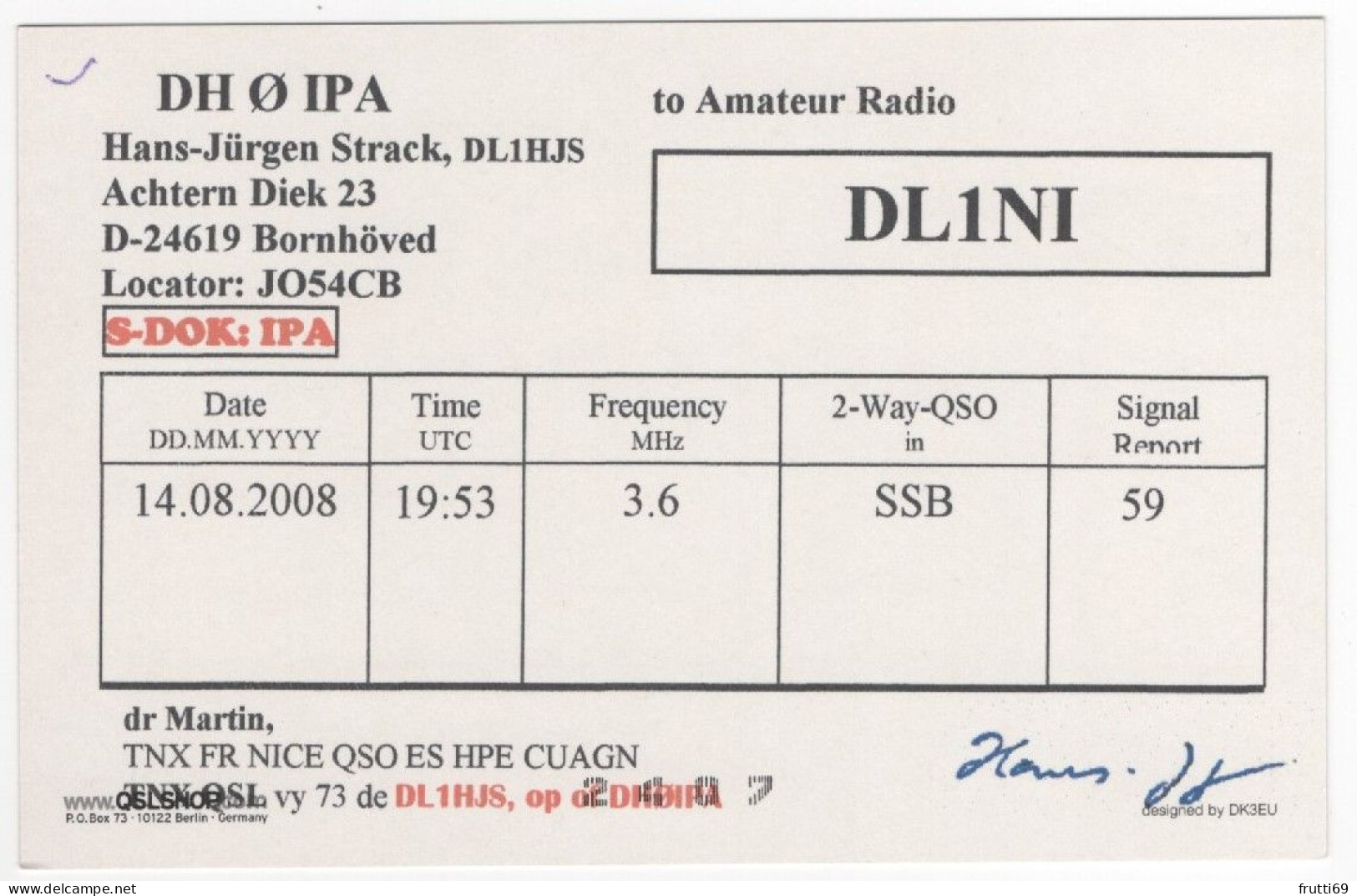 AK 208367 QSL - Germany - Bernhöved - Radio