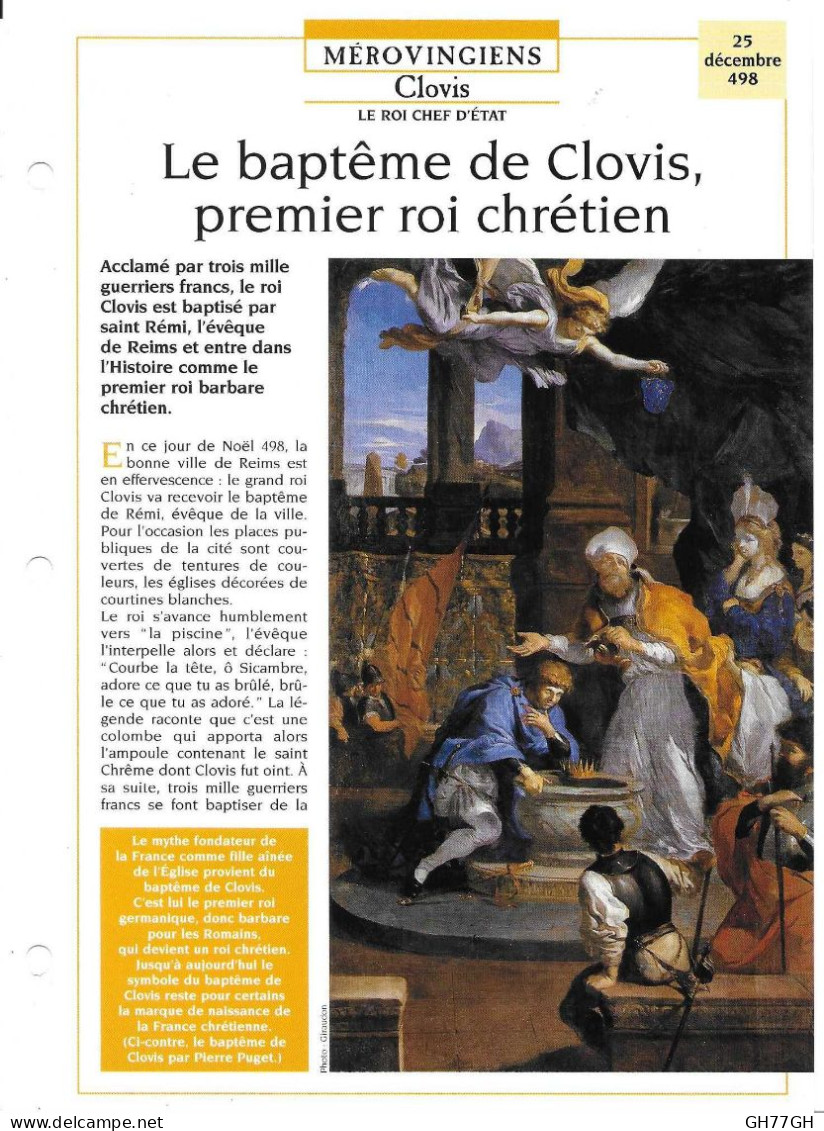 FICHE ATLAS: LE BAPTEME DE CLOVIS PREMIER ROI CHRETIEN -MEROVINGIENS - History