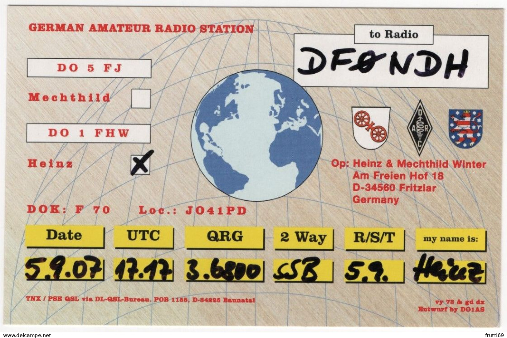 AK 208386 QSL - Germany - Fritzlar - Radio