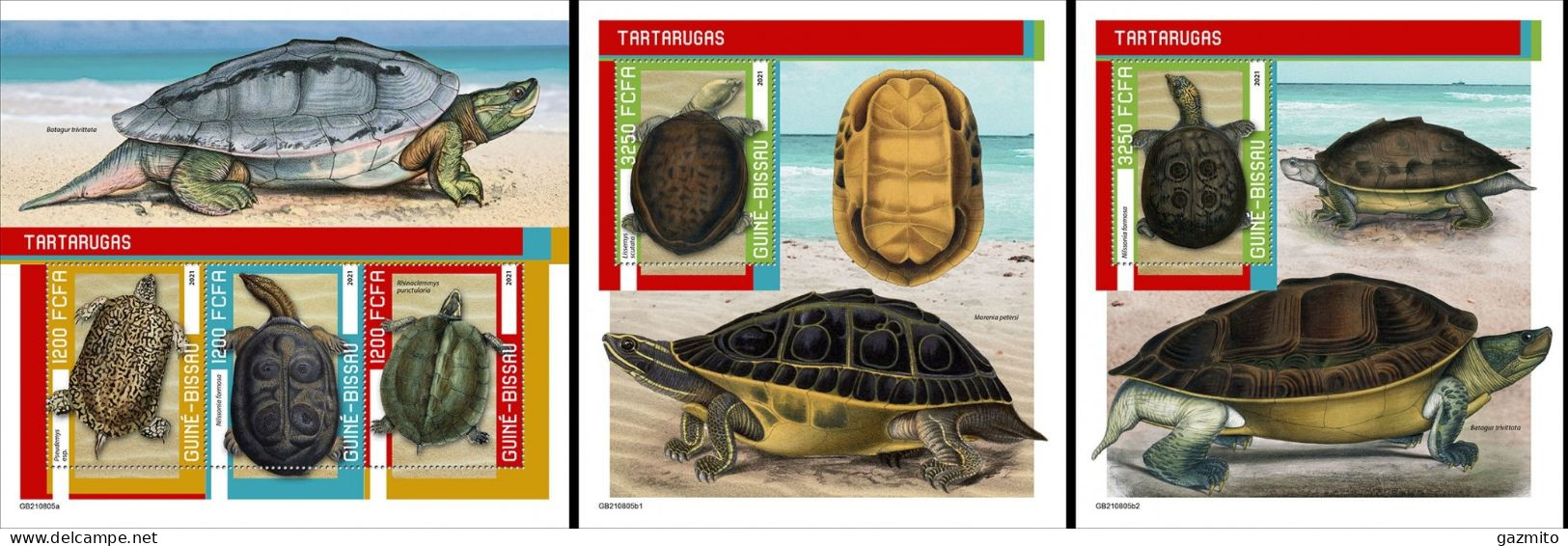 Guinea Bissau 2021, Animals, Turtles I, 3val In BF+2BF - Tortues