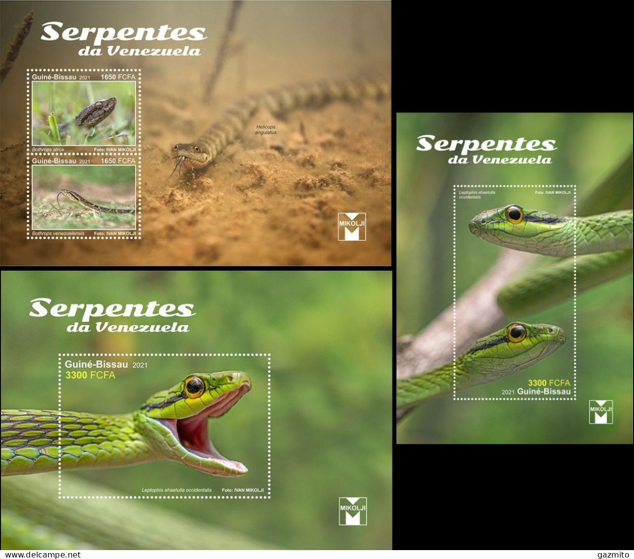 Guinea Bissau 2021, Animals, Snakes Of Venezuela, 2val In BF +2BF - Serpents