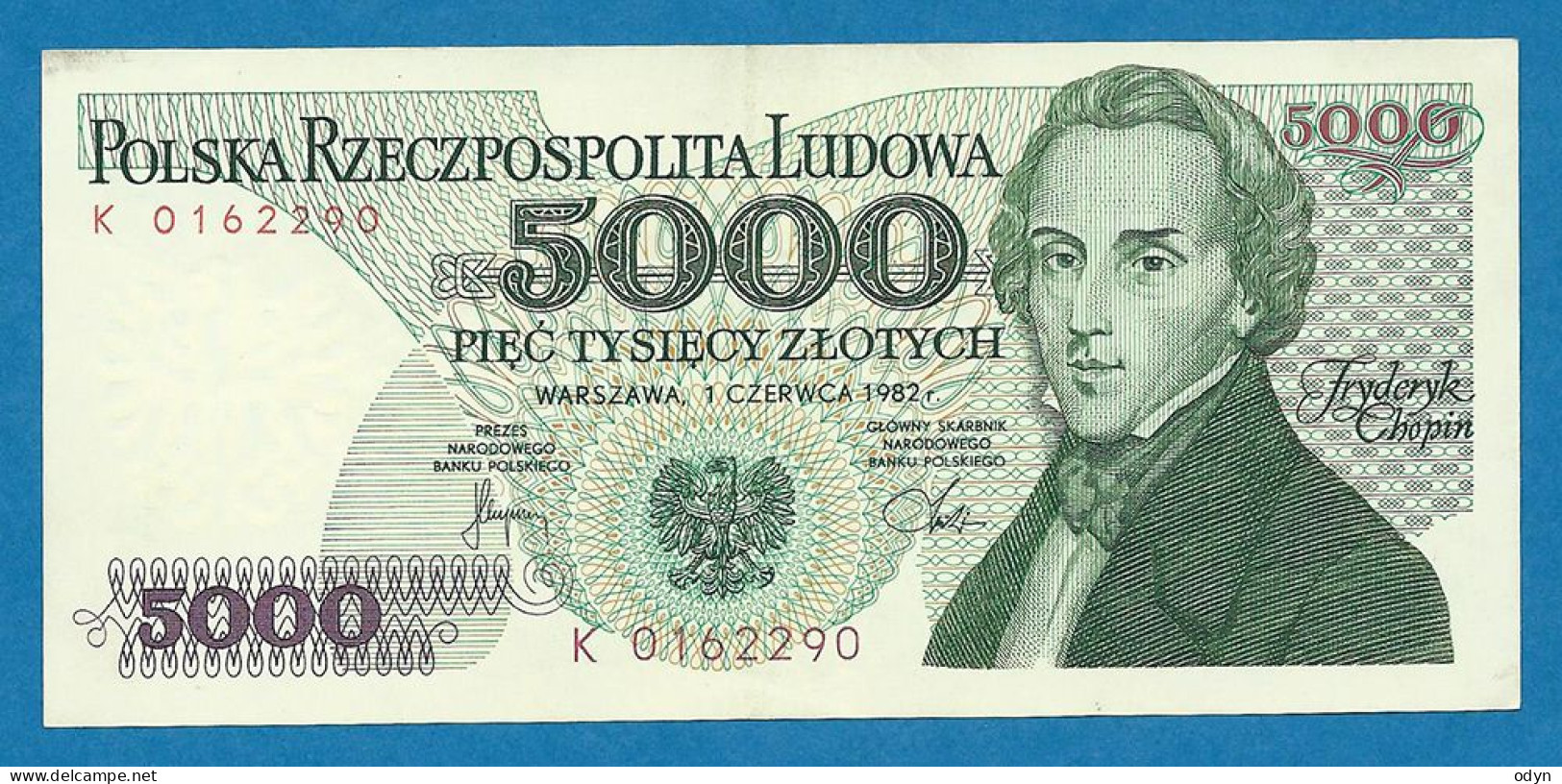 Poland, 1982, 5 000 Zlotych, Ser. K 0162290, AU - Poland