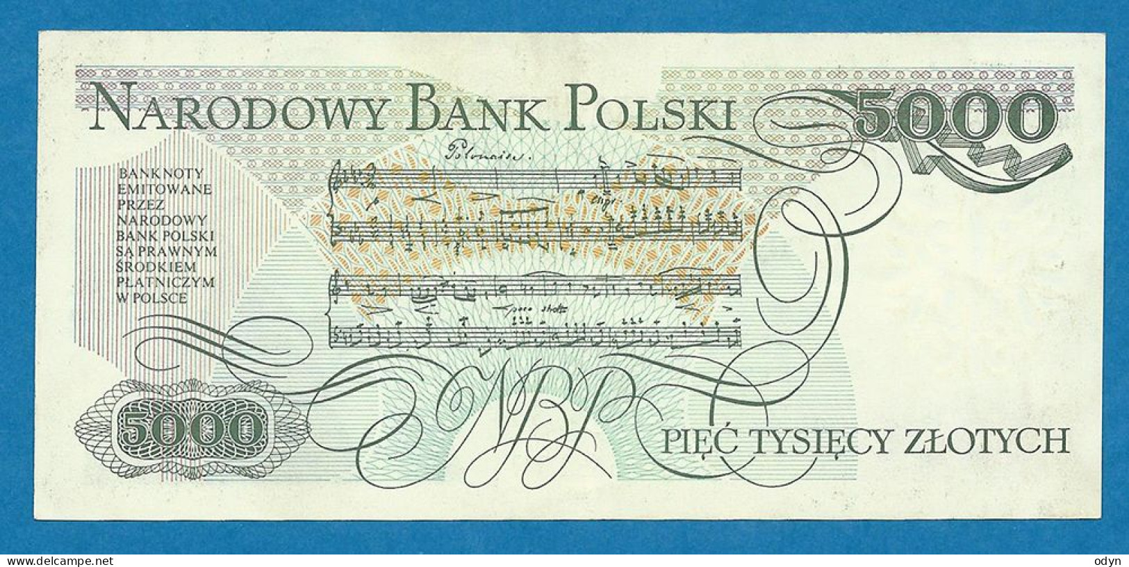 Poland, 1982, 5 000 Zlotych, Ser. K 0162290, AU - Pologne