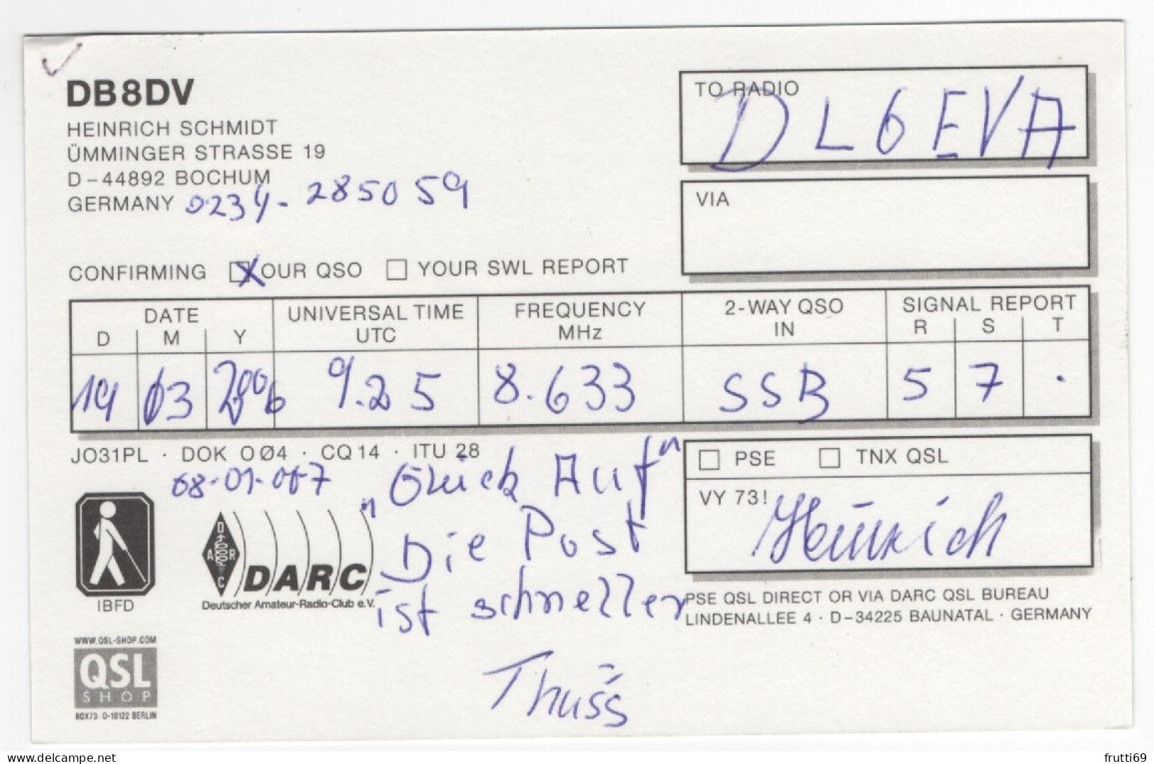 AK 208402 QSL - Germany - Bochum - Radio