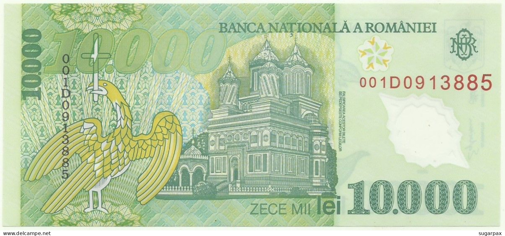 ROMANIA - 10.000 Lei - 2000 - Pick 112.a - Unc. - Série 001D - POLYMER - 10000 - Roemenië