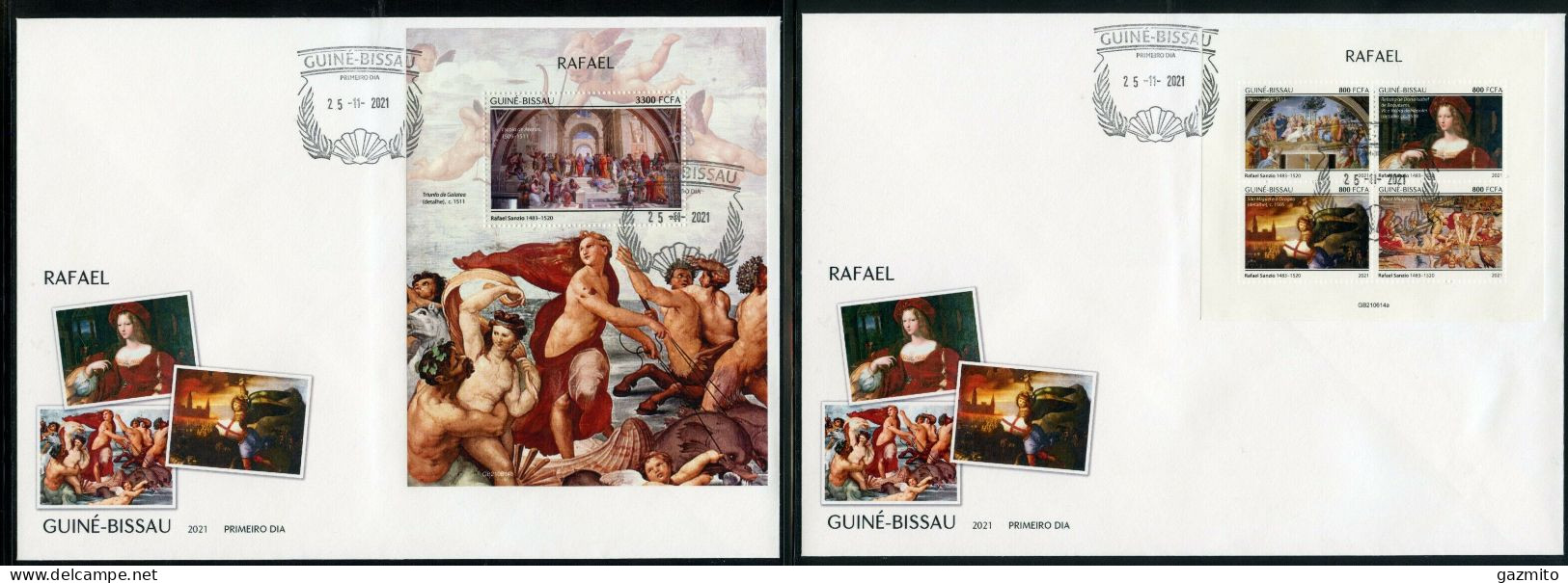 Guinea Bissau 2021, Art, Raphael, 4val In BF +BF In 2FDC - Modern