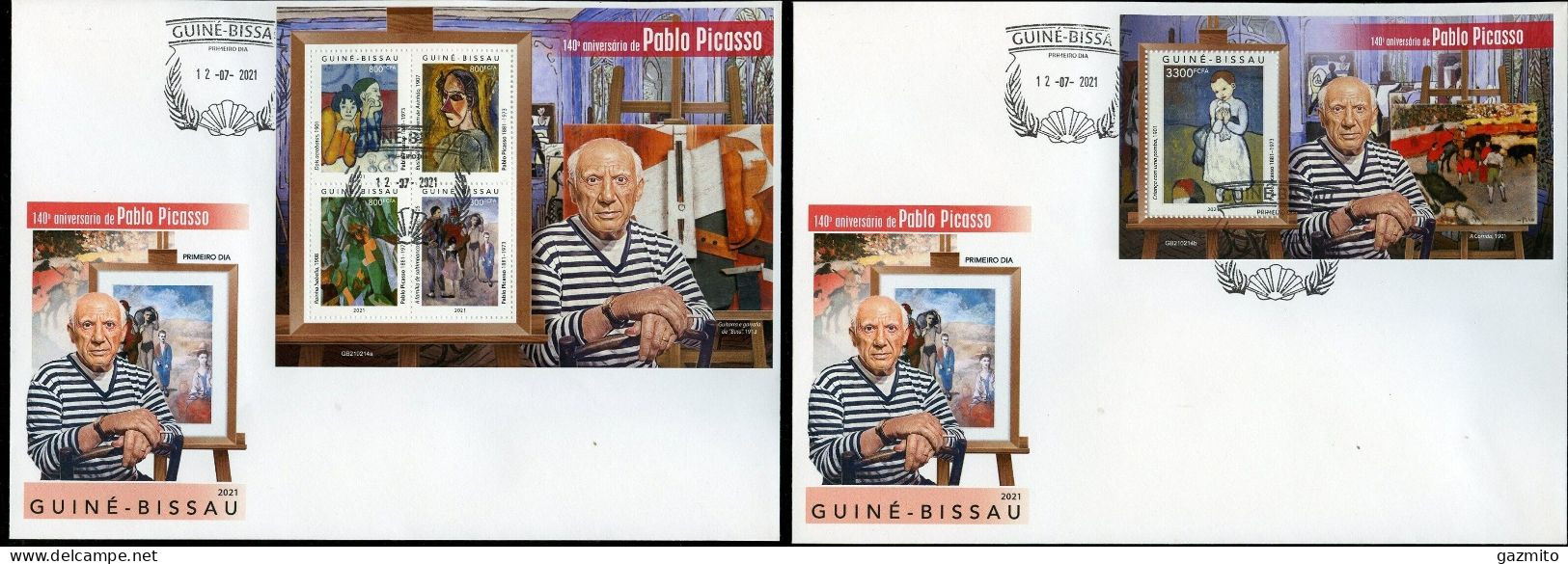 Guinea Bissau 2021, Art, Picasso, 4val In BF +BF In 2FDC - Picasso