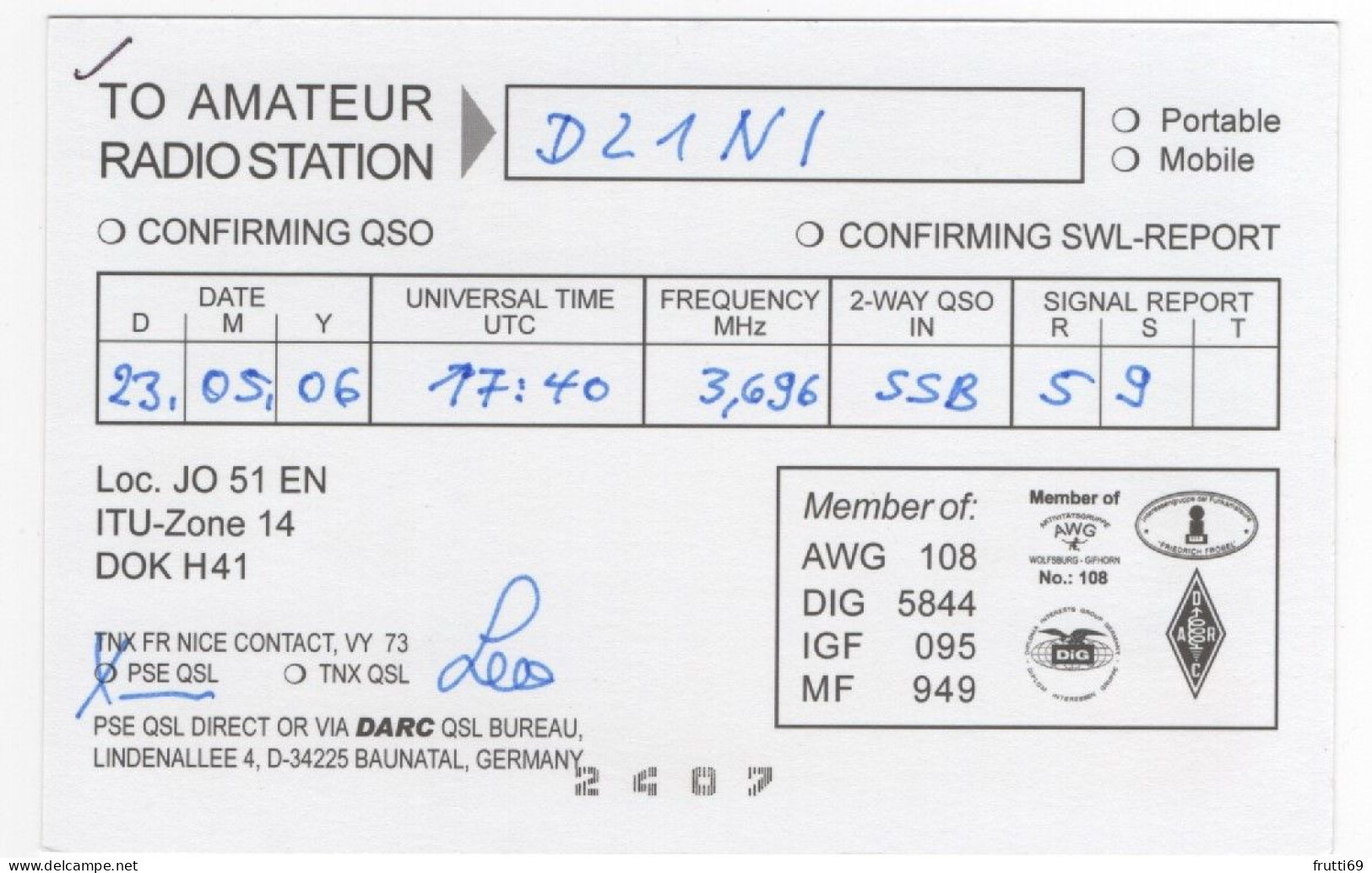 AK 208425 QSL - Germany - Duderstadt - Radio Amateur