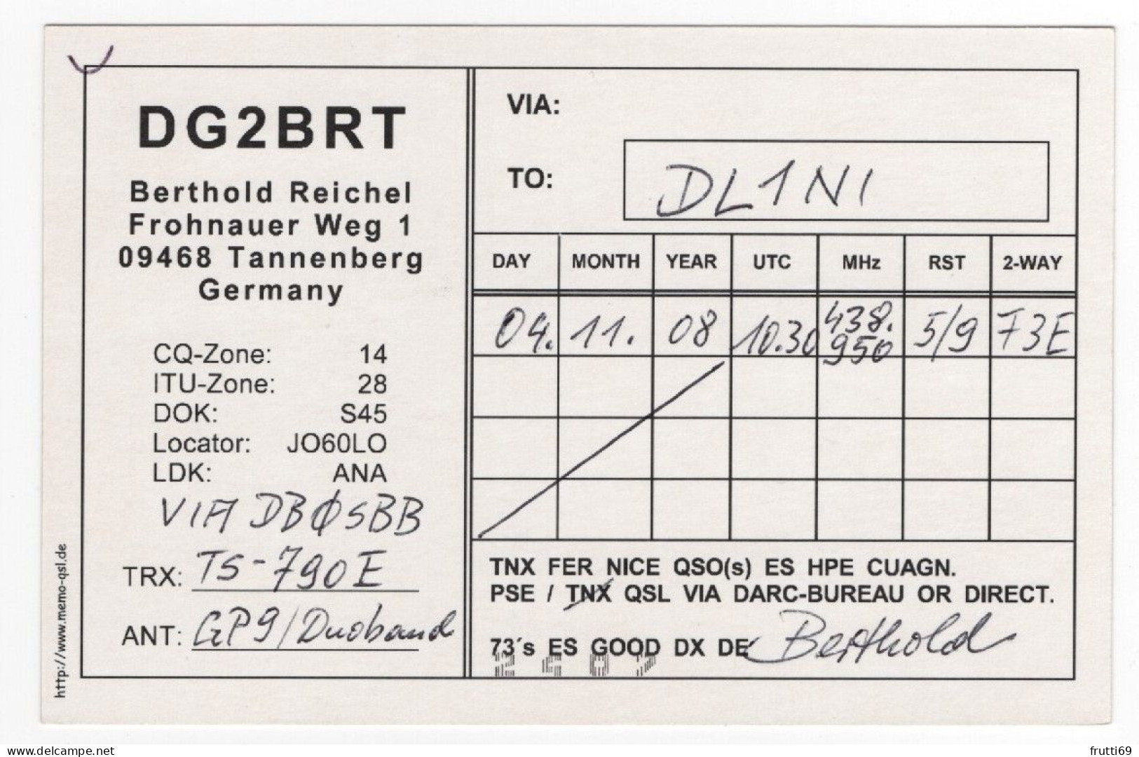 AK 208429 QSL - Germany - Tannenberg - Radio Amateur