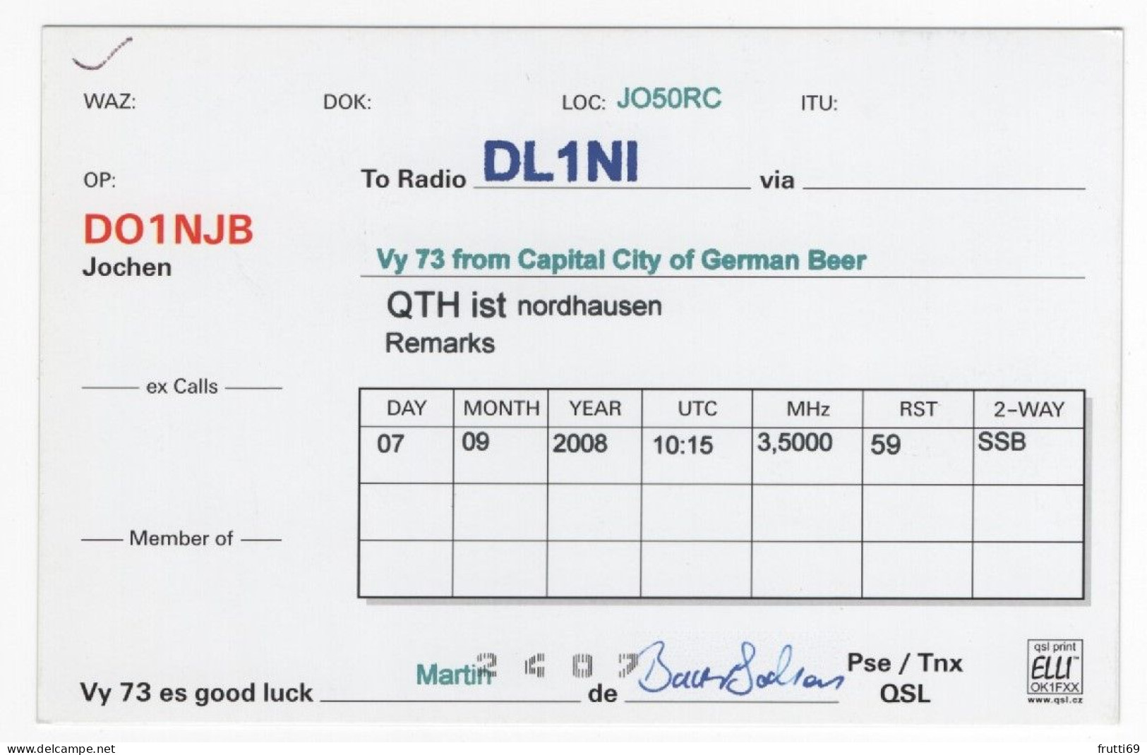 AK 208430 QSL - Germany - Nordhausen - Radio Amateur