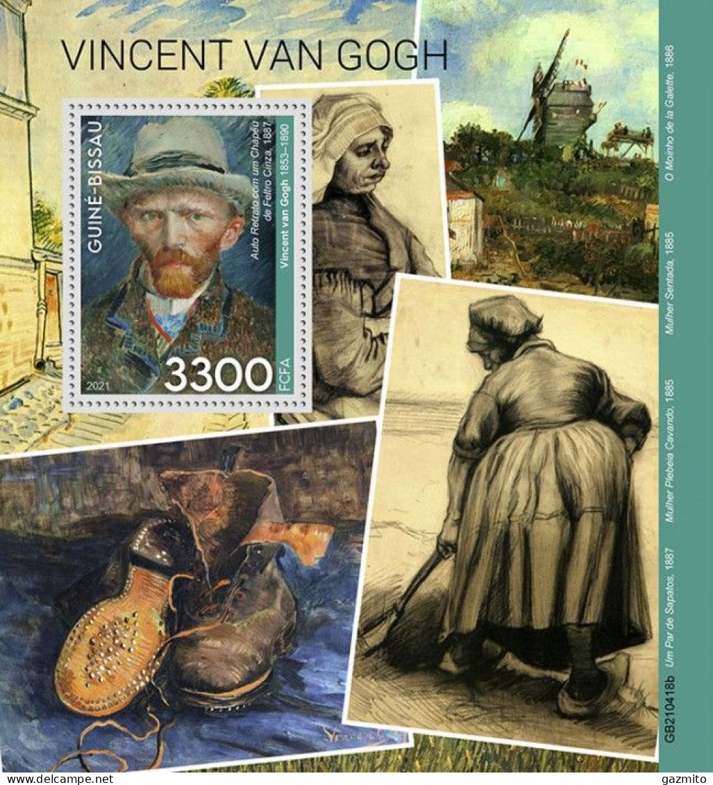 Guinea Bissau 2021, Art, Van Gogh, Mulin, BF - Modernos