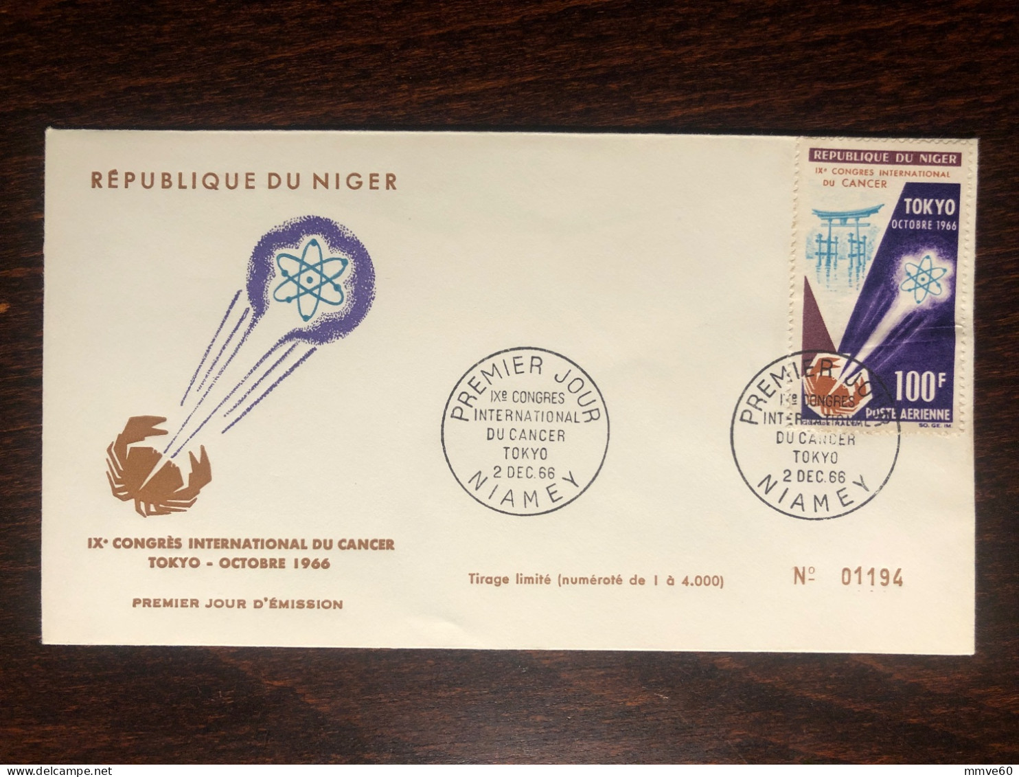 NIGER FDC COVER 1966 YEAR CANCER ONCOLOGY HEALTH MEDICINE STAMPS - Niger (1960-...)