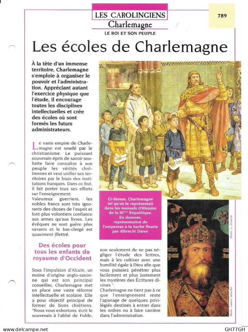 FICHE ATLAS: LES ECOLES DE CHARLEMAGNE -CAROLINGIENS - Histoire