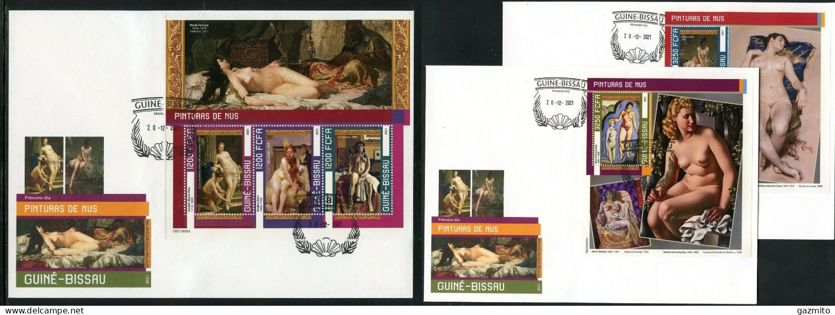 Guinea Bissau 2021, Art, Nudes II, 3val In BF+2BF In 3FDC - Naakt