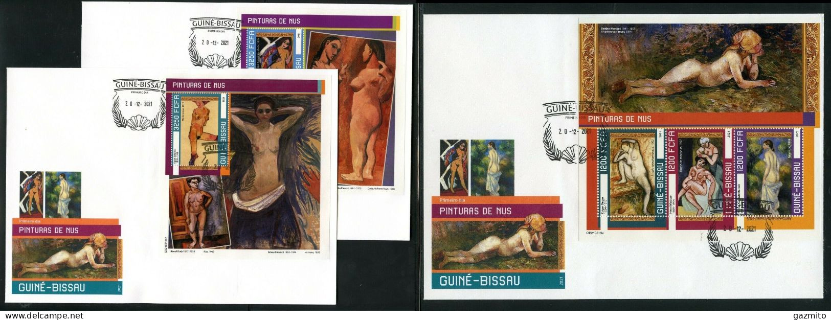 Guinea Bissau 2021, Art, Nudes I, 3val In BF+2BF In 3FDC - Desnudos