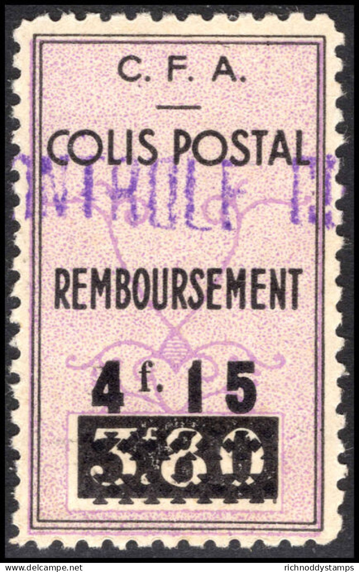 Algeria 1941 4f15 On 3f80 Colis Postale Lightly Mounted Mint. - Colis Postaux