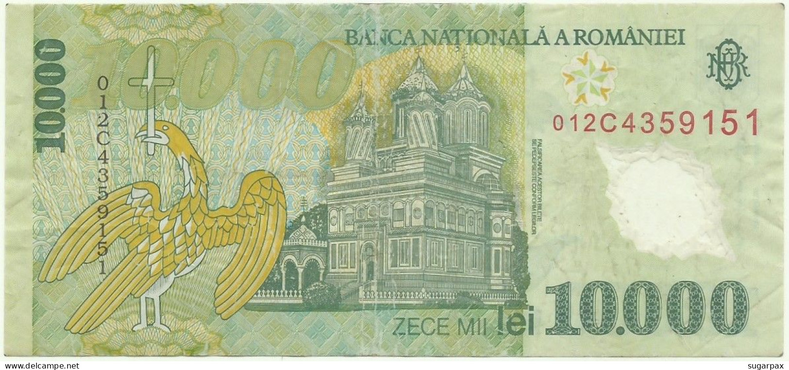 ROMANIA - 10.000 Lei - 2000 - Pick 112.b - Série 012C - POLYMER - 10000 - Rumania