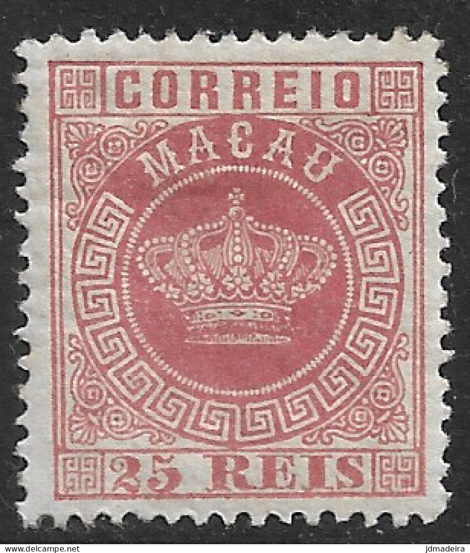 Macau Macao – 1884 Crown Type 25 Réis Mint Stamp - Ungebraucht