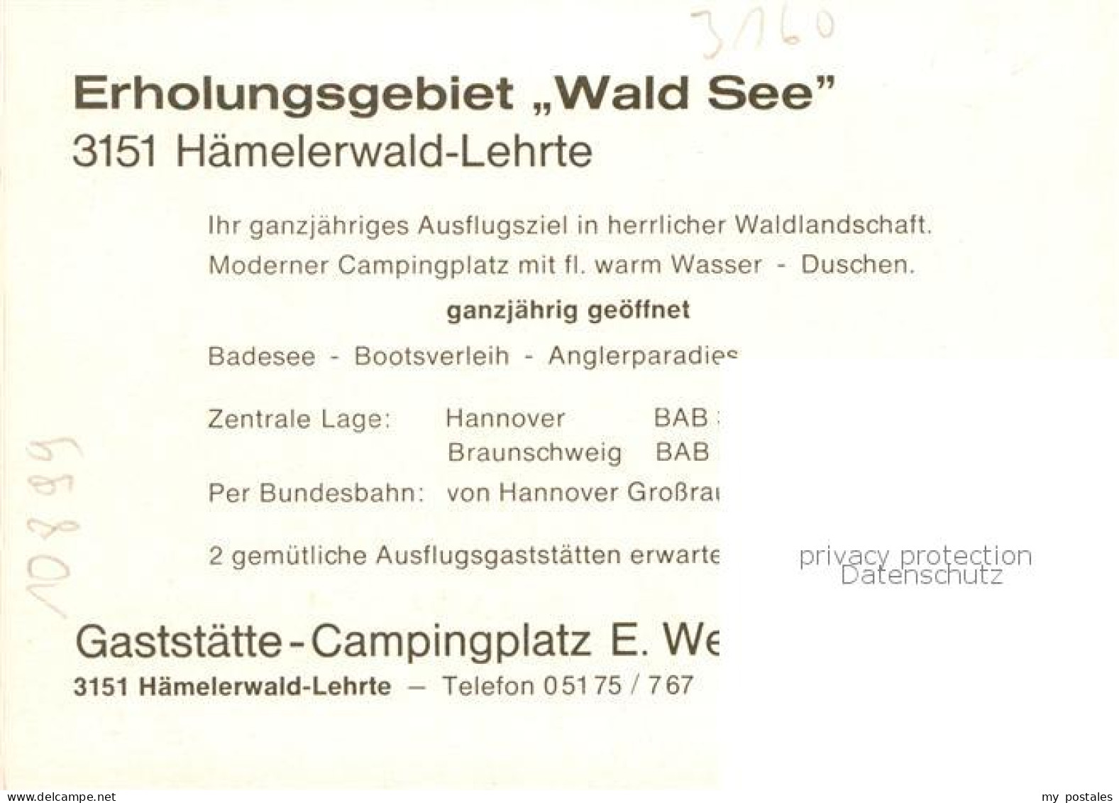 73849336 Haemelerwald Erholungsgebiet Waldsee Restaurant Gaststaette Campingplat - Lehrte