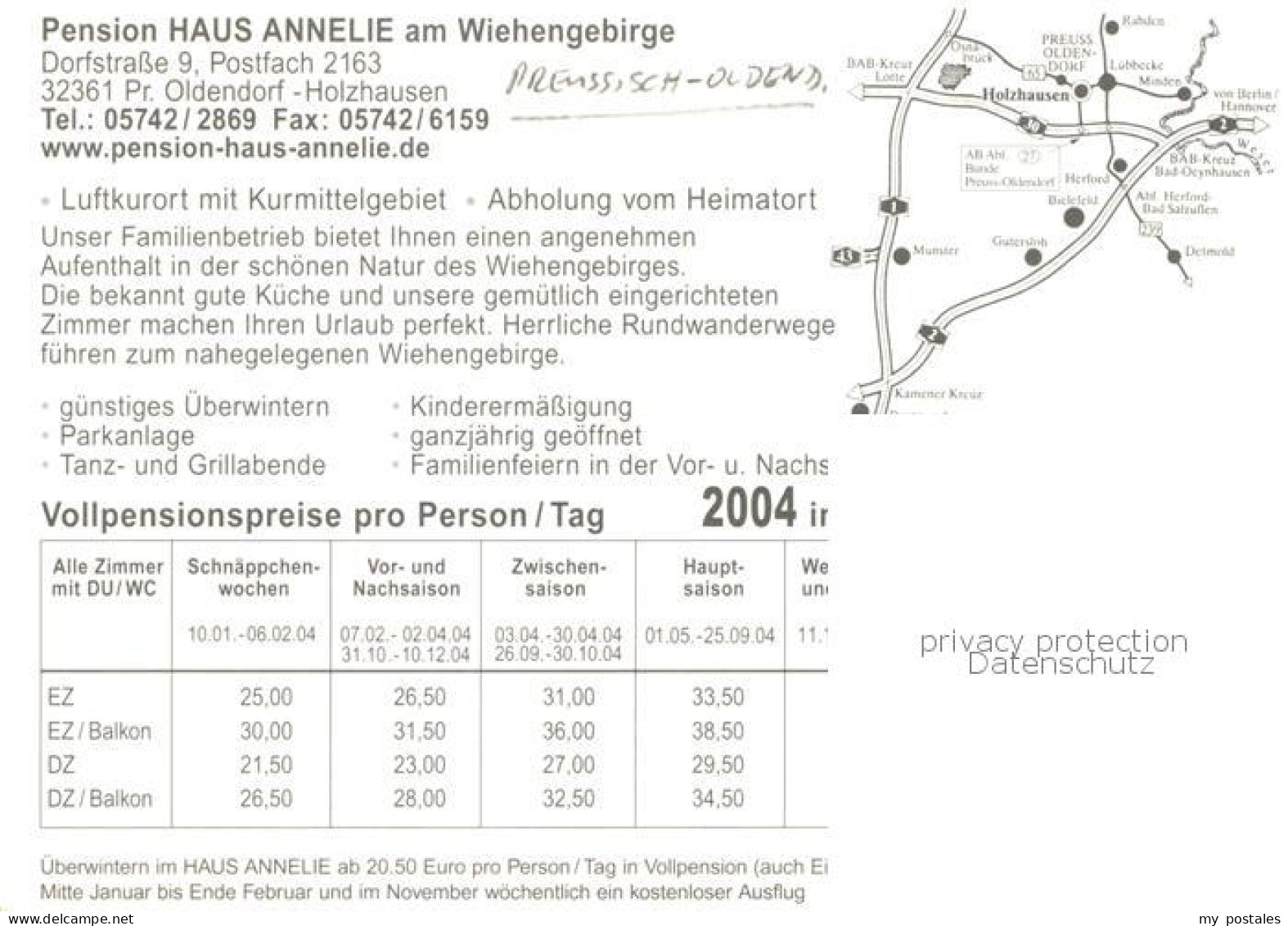 73815862 Preussisch-Oldendorf Pension Haus Annelie Gaststube Zimmer Gartenterras - Getmold