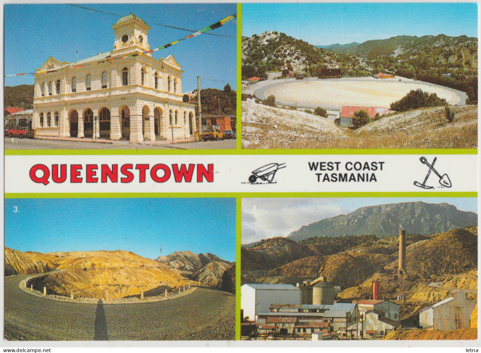 Australia TASMANIA TAS Post Office Mining Town Views QUEENSTOWN Colour Tech DS207K Multiview Postcard C1980s - Altri & Non Classificati