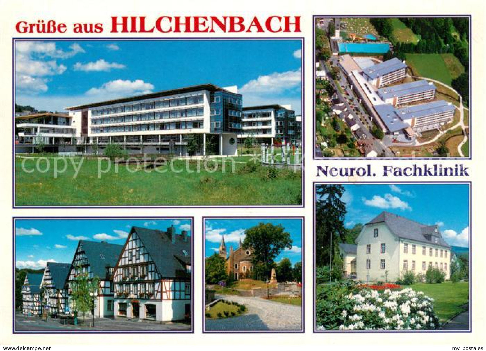 73721802 Hilchenbach Neurol Fachklinik Fliegeraufnahme Kirche Fachwerkhaeuser  - Hilchenbach