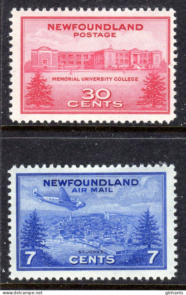 NEWFOUNDLAND - 1943 MEMORIAL & AIRMAIL STAMPS (2V) FINE MOUNTED MINT MM * SG 290-291 - 1908-1947