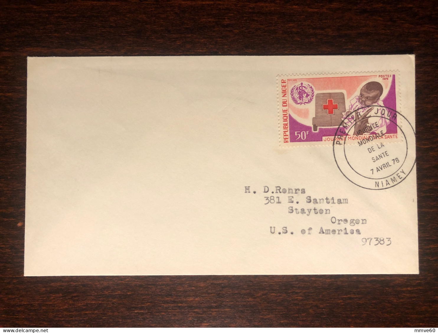 NIGER FDC COVER 1976 YEAR RED CROSS WHO HEALTH MEDICINE STAMPS - Niger (1960-...)