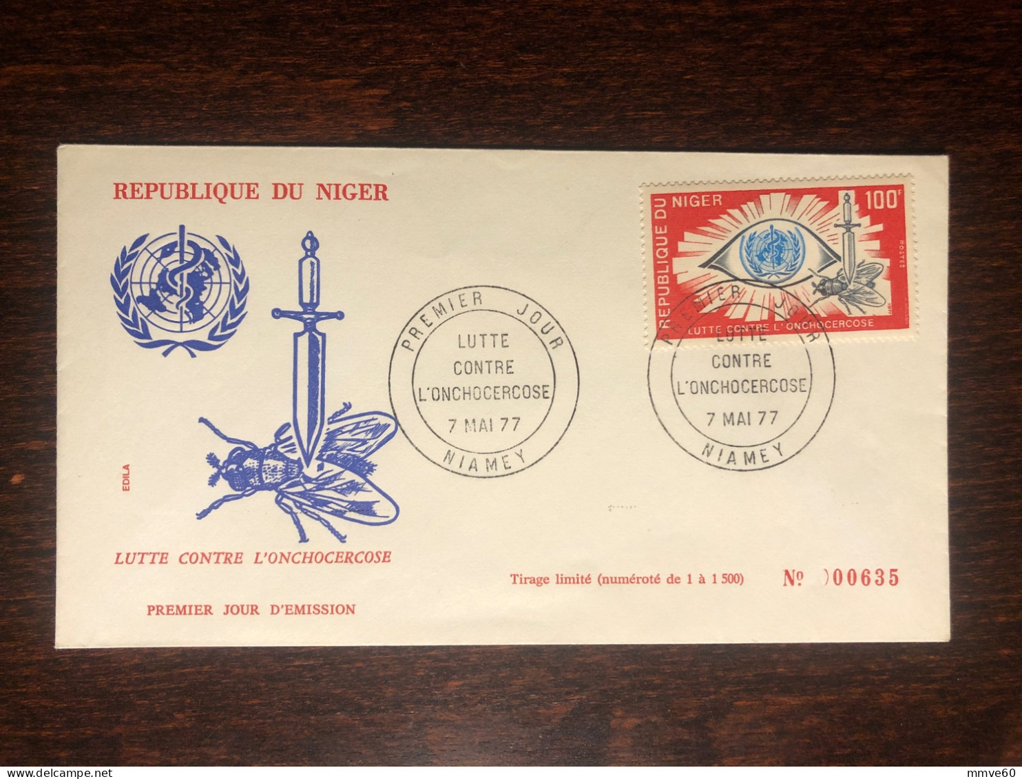 NIGER FDC COVER 1977 YEAR ONCHOCERCIASIS EYE AND SKIN HEALTH MEDICINE STAMPS - Niger (1960-...)