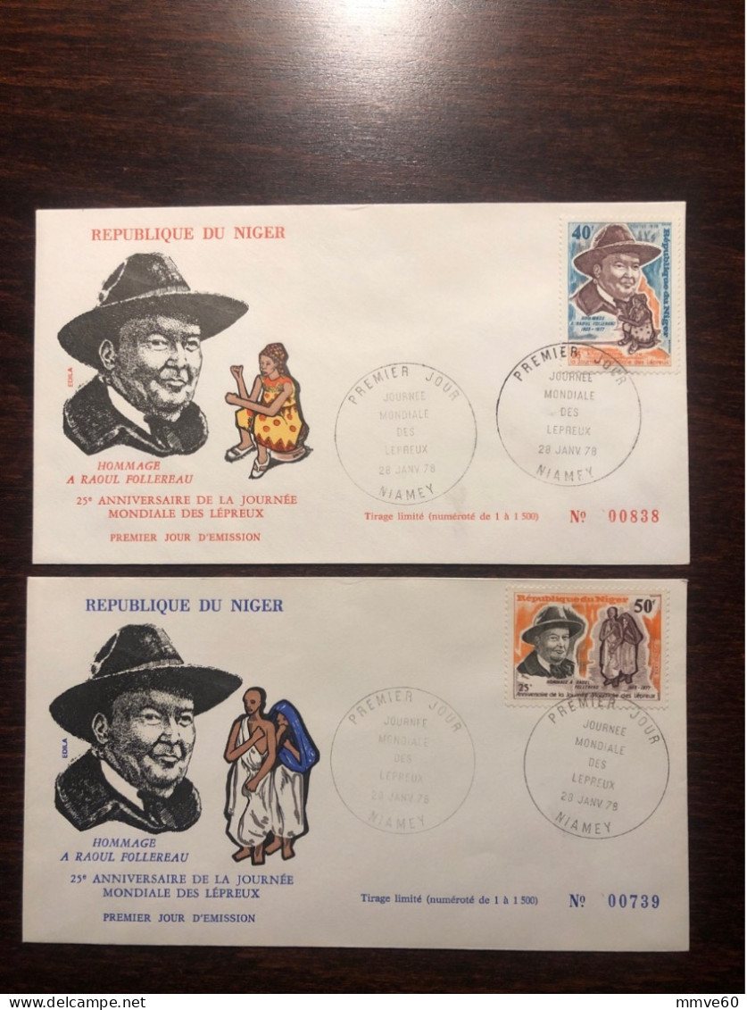 NIGER FDC COVER 1978 YEAR FOLLEREAU LEPROSY LEPRA HEALTH MEDICINE STAMPS - Níger (1960-...)