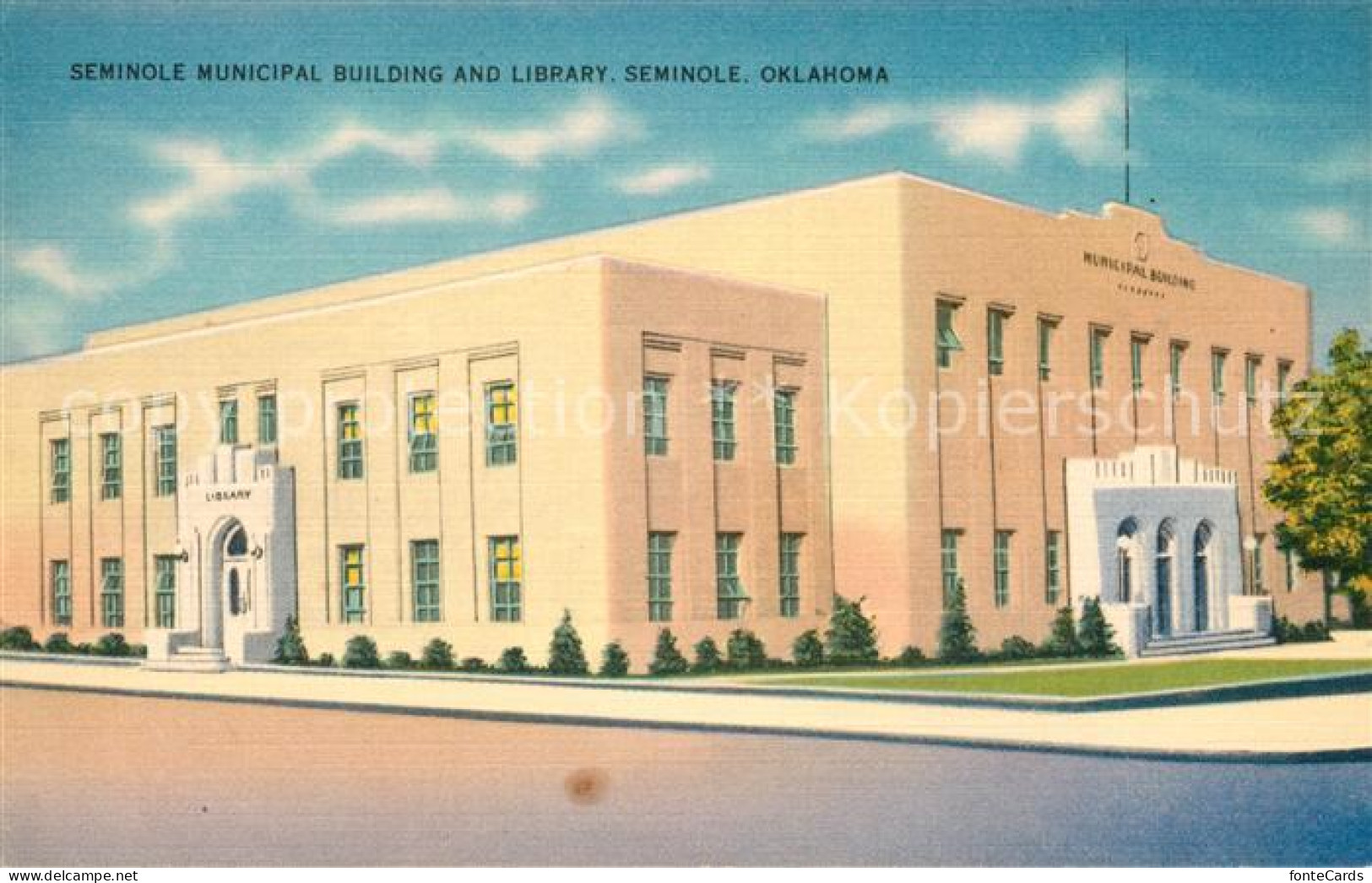 43099702 Seminole_Oklahoma Municipal Building And Library Building Illustration - Altri & Non Classificati