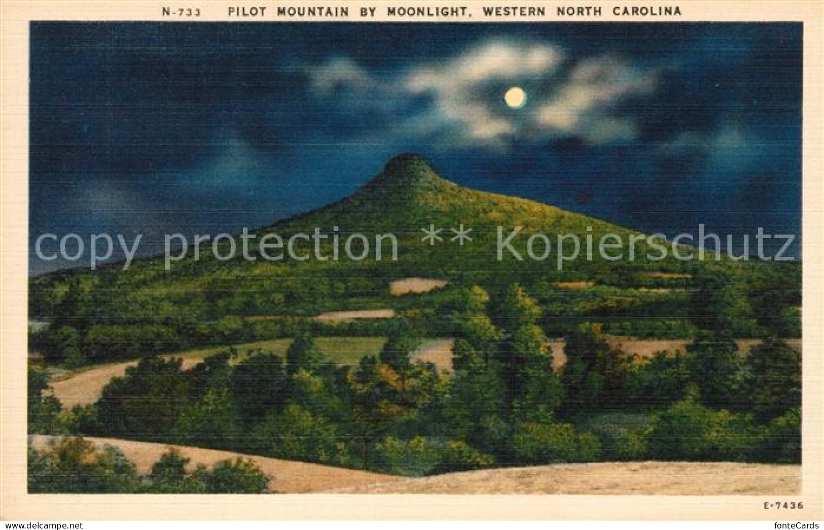 43099625 North_Carolina_US-State Pilot Mountain By Moonlight - Other & Unclassified