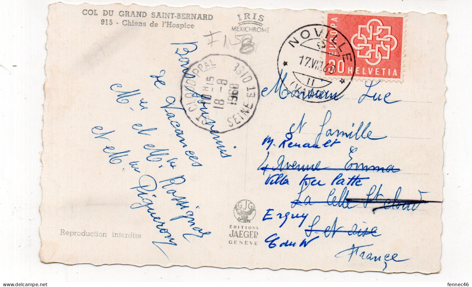 SUISSE - Col Du GRAND SAINT-BERNARD - Chiens De L'Hospice - 1960   (I158) - Bourg-Saint-Pierre 