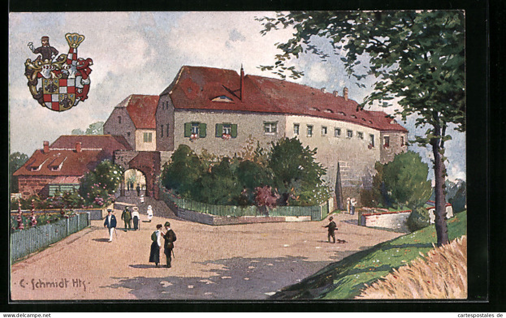 AK Kitzingen, Schlossgut Schwanberg, Wappen  - Kitzingen