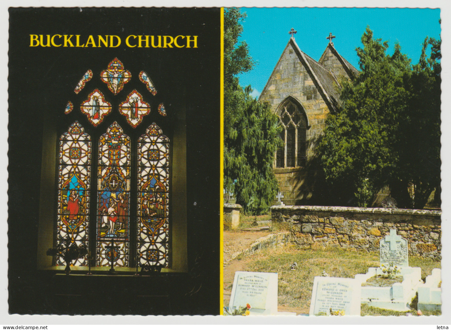 Australia TASMANIA TAS Church Window Cemetery BUCKLAND Douglas DS341 C1970s Postcard 1 - Other & Unclassified