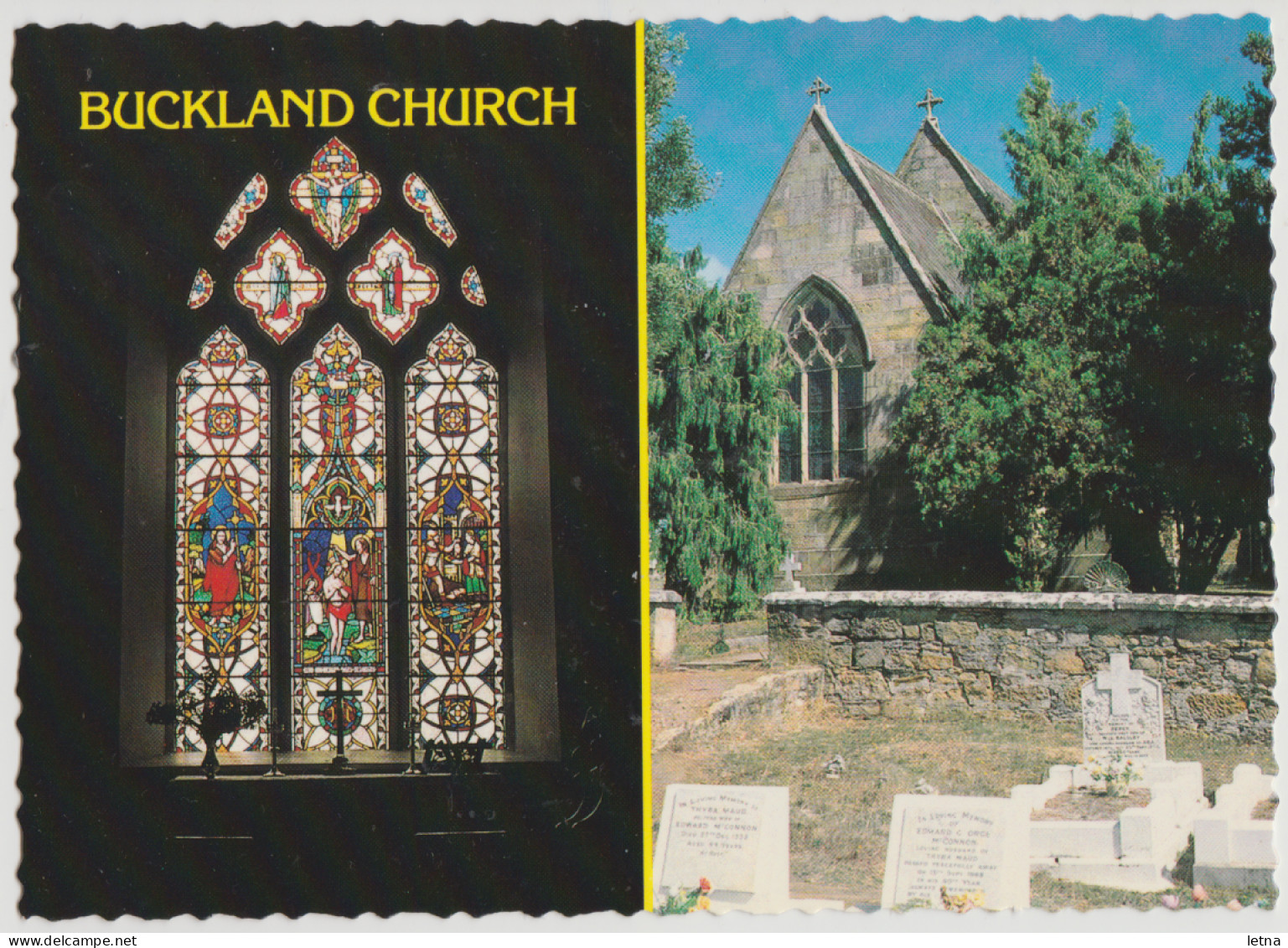 Australia TASMANIA TAS Church Window Cemetery BUCKLAND Douglas DS341 C1970s Postcard 2 - Andere & Zonder Classificatie