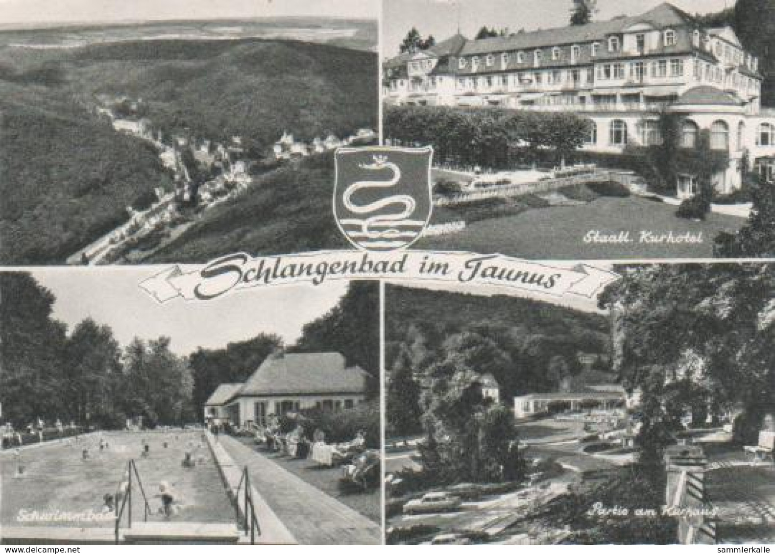 4976 - Schlangenbad - Staatl. Kurhotel, Partie Am Kurhaus, Schwimmbad - 1962 - Schlangenbad